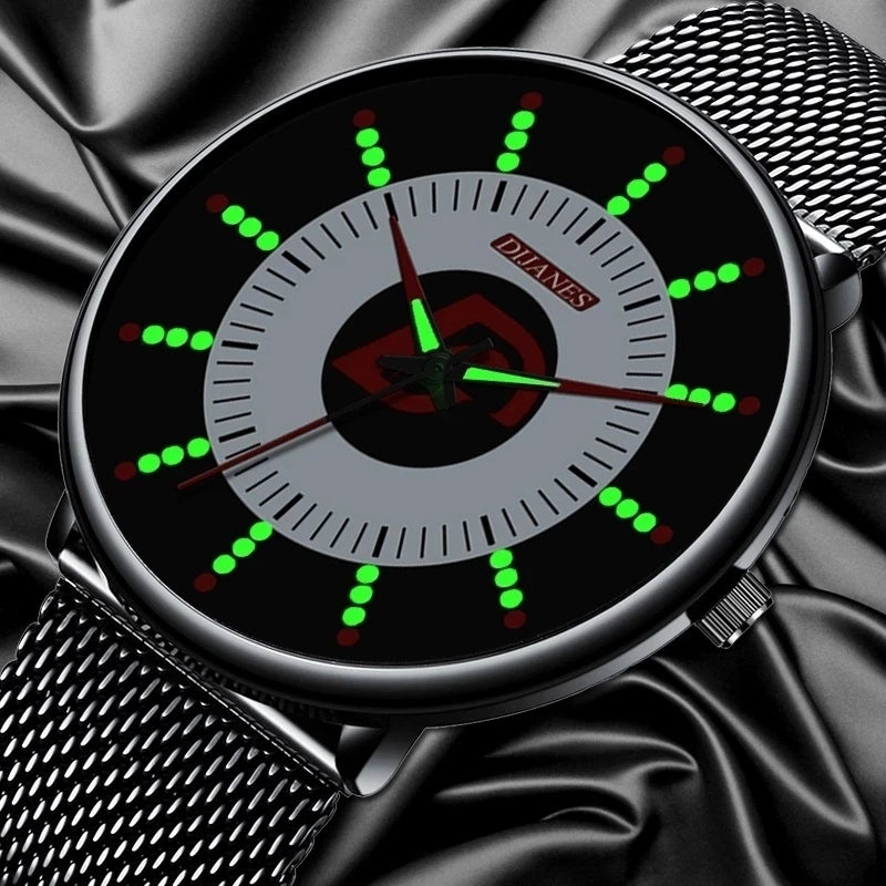 Minimalist Mens Fashion Black Classic Watches Luxury Men Business Casual Quartz Watch Mesh Belt Luminous Clock Relogio Masculino