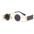 Modern Avant Garde Geometric Metal Sunglasses Punk Rock Style Small UV400 Protection Available Gold White Red Blue for Men Women
