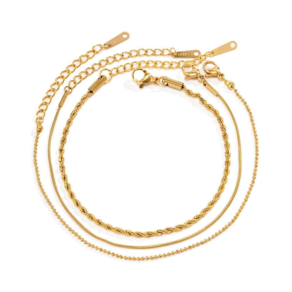 Ouj Elegant and Versatile Multi-layered Titanium Steel Accessories Adjustable Bracelets for Daily Wear by Women