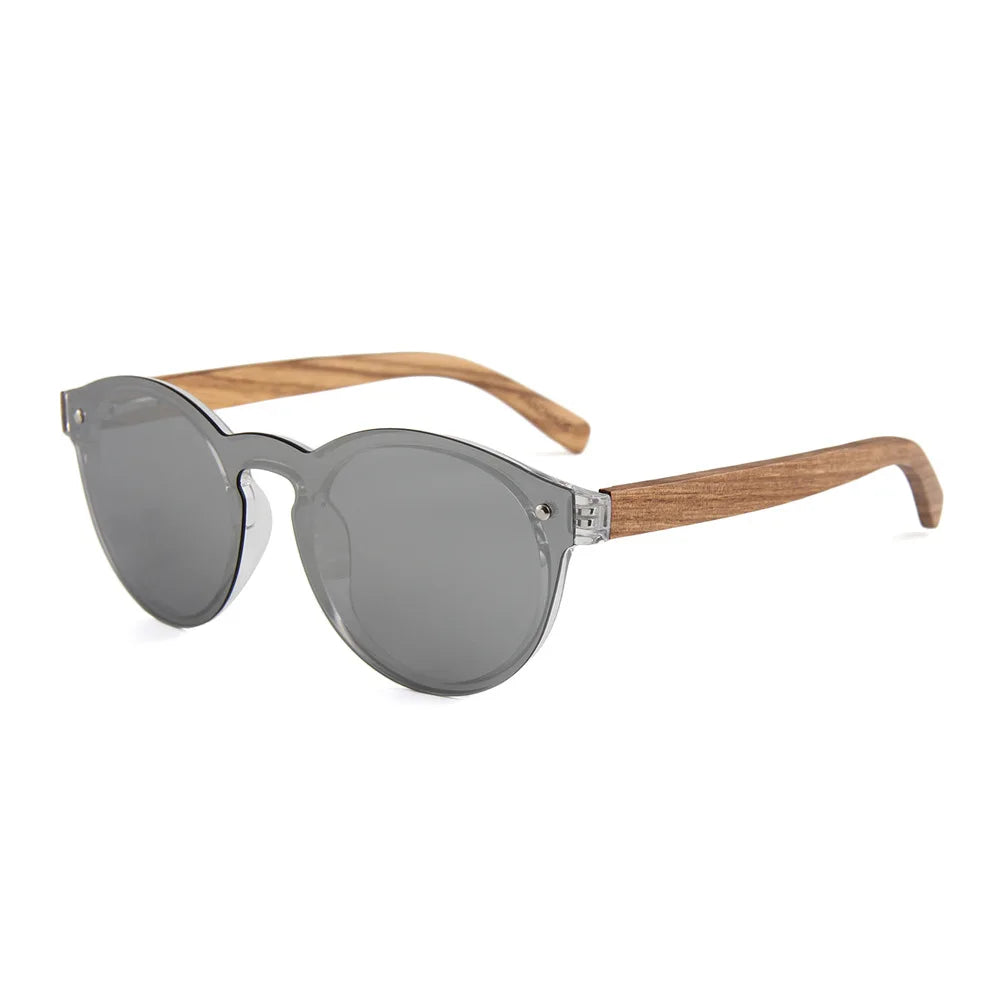 Trendy Fashion Bubinga Wood Sunglasses Custom Logo Foster Style Flat Mirror Polarized Light Weight Comfortable UV Protection