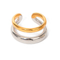 N&S 18K Gold Tone Stainless Steel Double Layer Open Geometric Number Trendy Vintage Eternity Fashion Jewelry Free Resizable