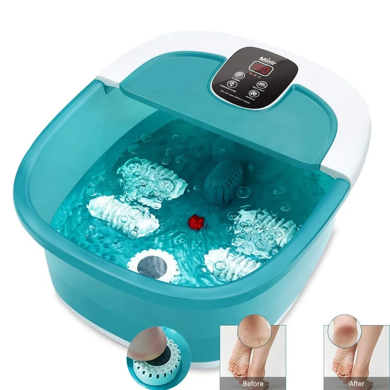 Mimir Newest Design Multifunction Foot Spa Massager Bubble Oxygen Red Light Therapy Temperature Control 35-48 Transparent ABS