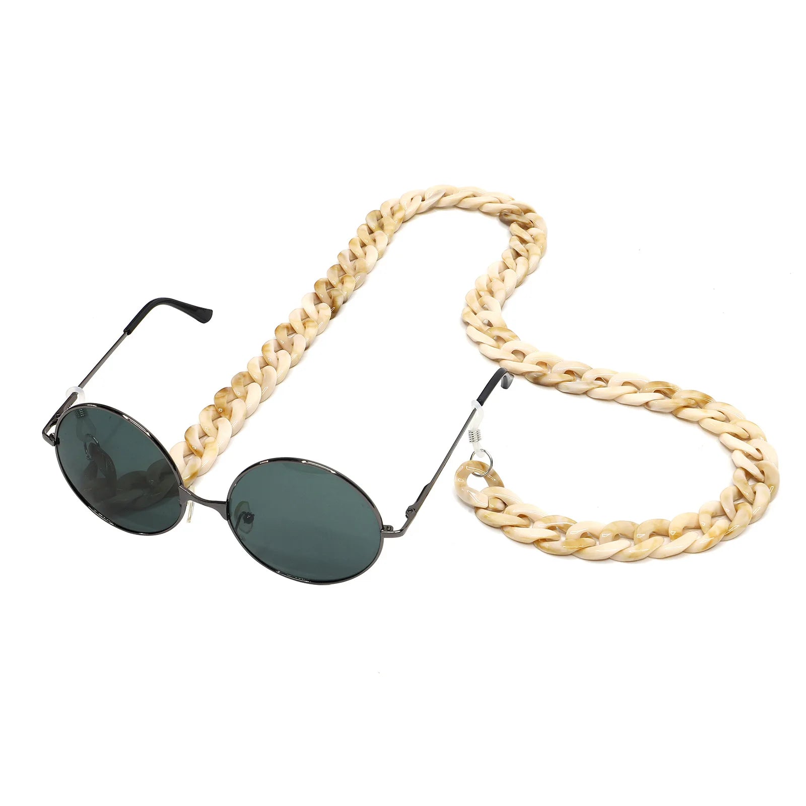 SYM043 Fashion 10 Colors Acrylic Sunglasses Chain Leopard Print Hawksbill Amber Double Color Resin Women Glasses Lanyard