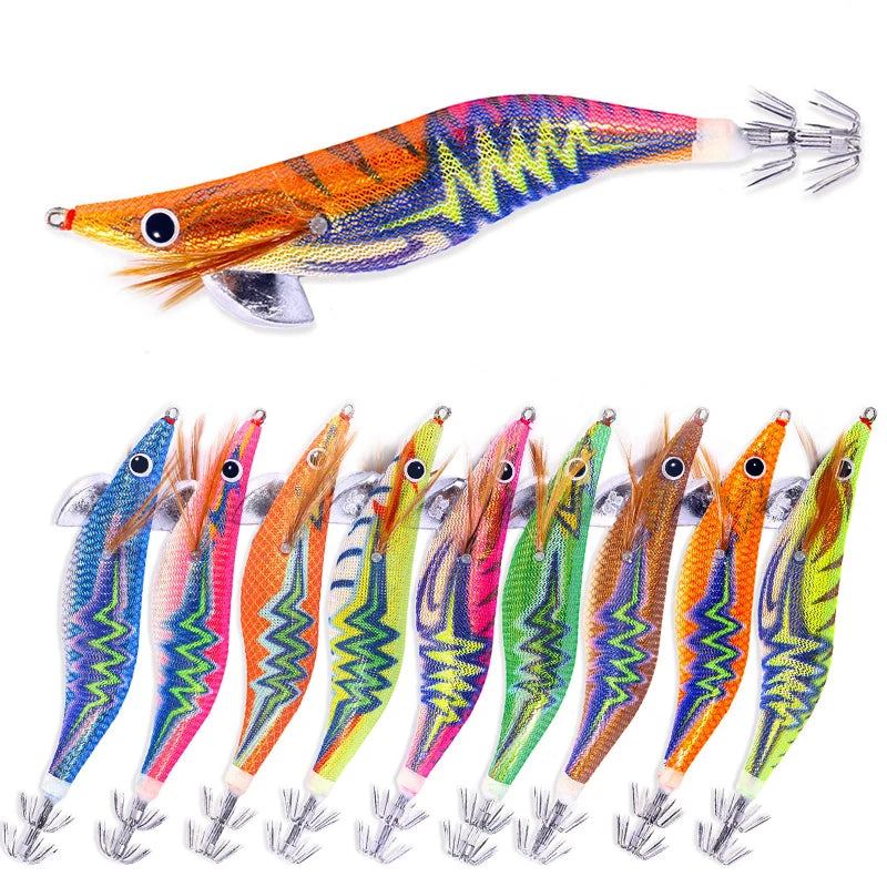 2.5# 3.0# 3.5# Saltwater Glow Squid Jigs Plastic Shrimp Fishing Lure Artificial Bait