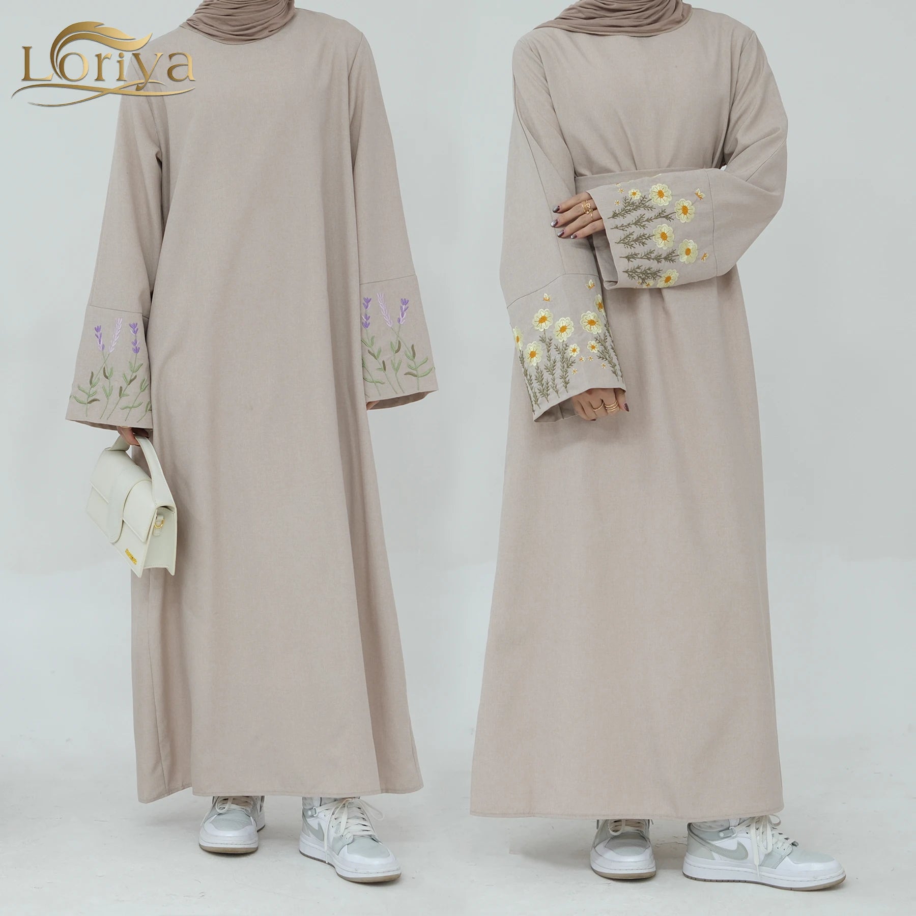 2026 New Embroidery Linen Closed Abaya Dress Daily Wear Muslim Women Abaya Femmes Robe Musulmane Turkey Islamic Clothing
