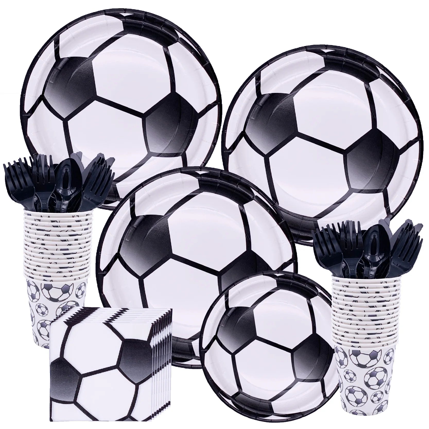 Best-selling Disposable Football Birthday Party Themed Paper Plate Paper Cup Tableware Set for a Variety of People