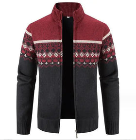 Wholesale Men Sweater Tops Knit Clothing Warm Winter Thick Casual Stand Collar Fashion Cardigan Sweater