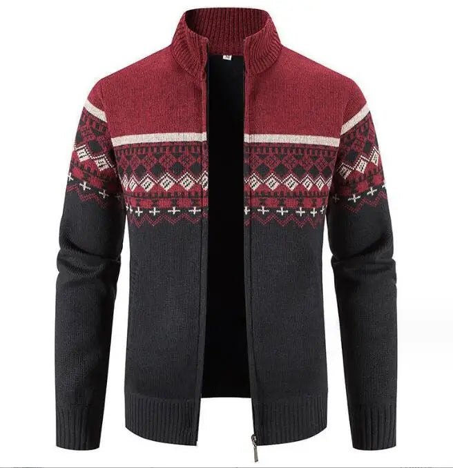 Wholesale Men Sweater Tops Knit Clothing Warm Winter Thick Casual Stand Collar Fashion Cardigan Sweater