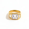 High End 18k PVD Gold Plated  Crystal Finger Big Diamond Chunky Band  Rings for Women Trendy Jewelry