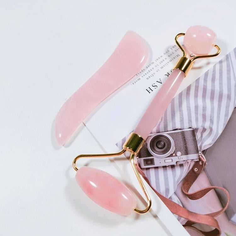 Diy High Quality Rose Quartz Jade Roller Gua Sha Set with Box