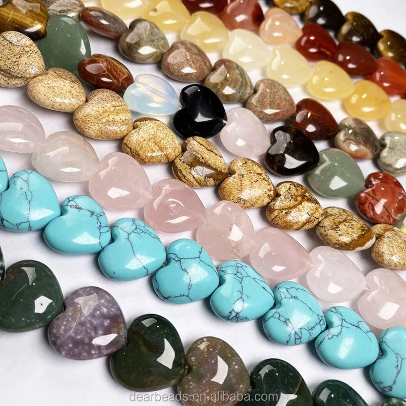 Wholesale Natural Semi Precious Heart Gemstone Bead Red Heart Crystal Beads Heart Bead Stone for DIY Jewelry Making