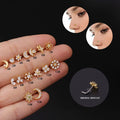 HENGSEN New Gold  L-Shaped Hengsen Stainless Steel Bar with Copper CZ Nose Rings for Women Nose Stud Piercing Jewelry