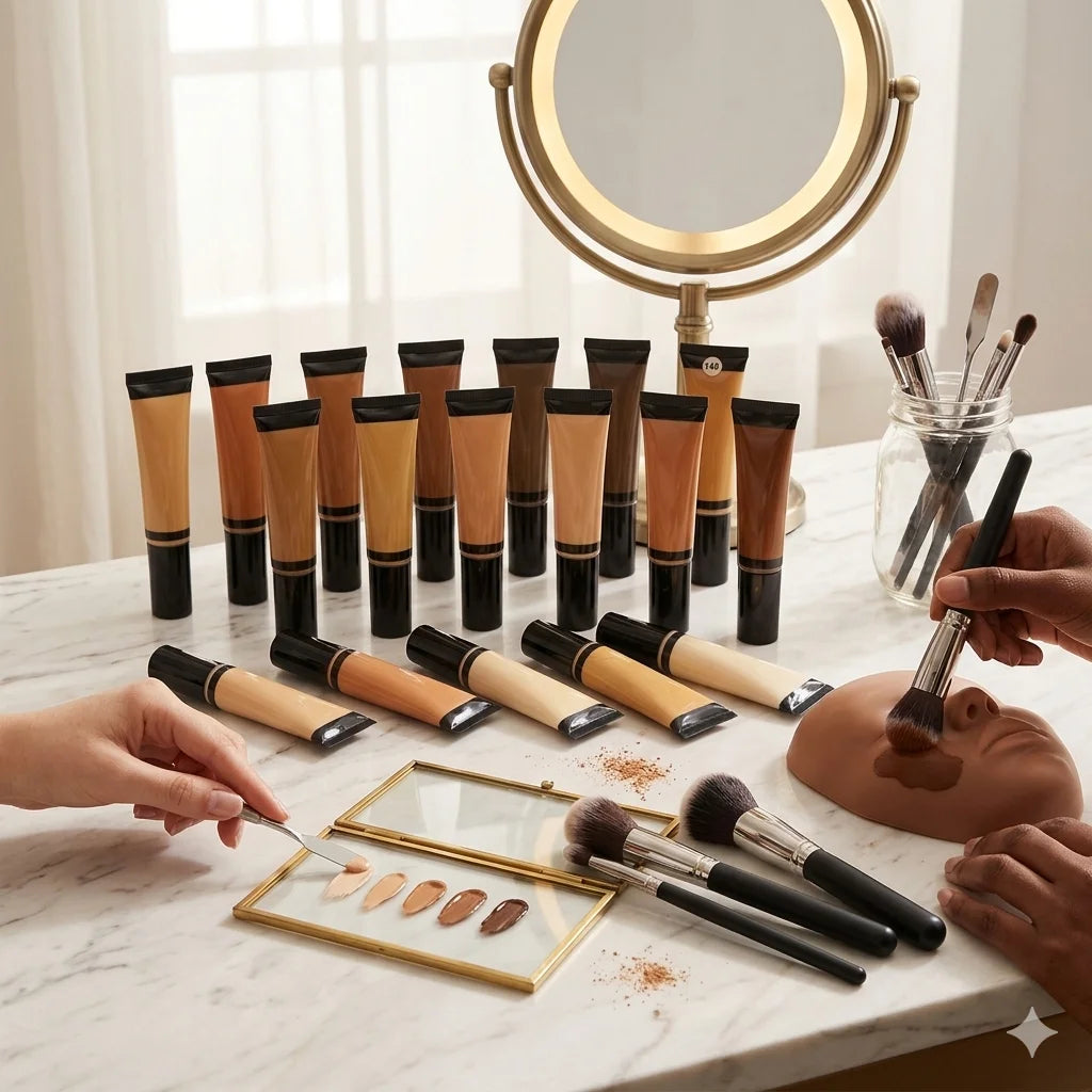 Customized New Squeeze Tube 18 Colors Private Label Full Coverage 24h Oil-Control Long Lasting Waterproof Brighten Whitening
