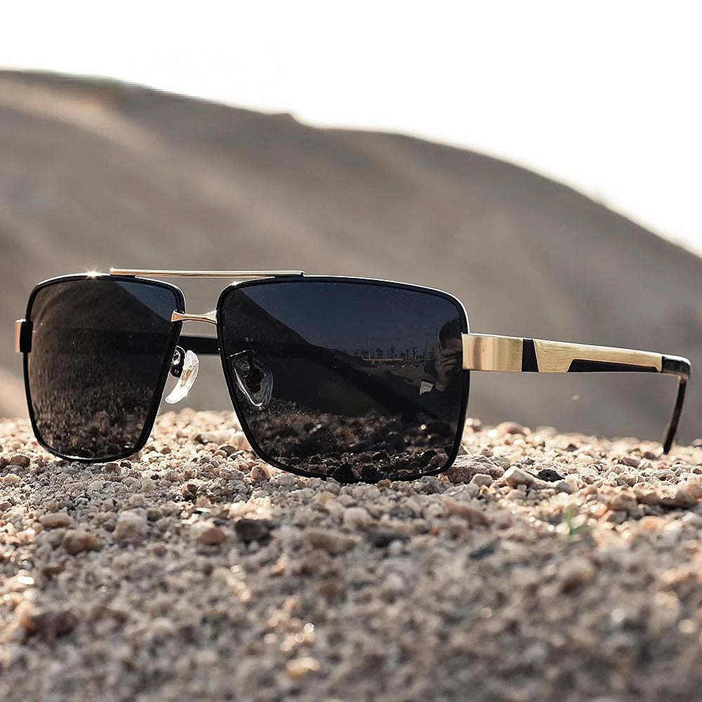 2026 Fashion Retro Man Alloy Frame Square Sun Glasses UV400 Polarized Driving Sunglasses Men