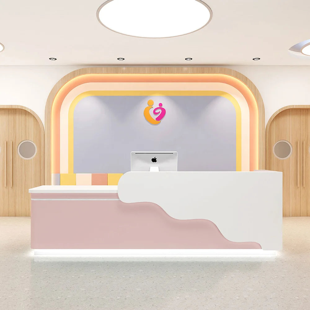 Customize logo Luxury Style Salon Furniture Small Counter Beauty Salon Reception Desk