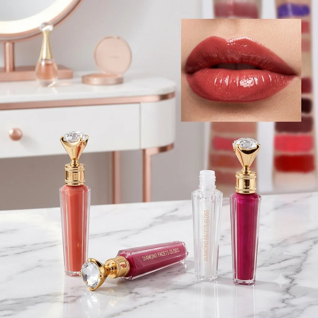 New Arrival Diamond Lipgloss Private Label Vegan Lip Gloss Clear Glitter Glossy Lipgloss Nude Waterproof Liquid Lipstick MegaBDM