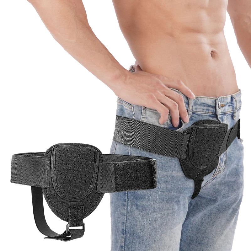 Men Single Waist Support Strap Hernia Guard With Removable Compression Pads Sports Hernia Support Brace  Support Hernia Belt