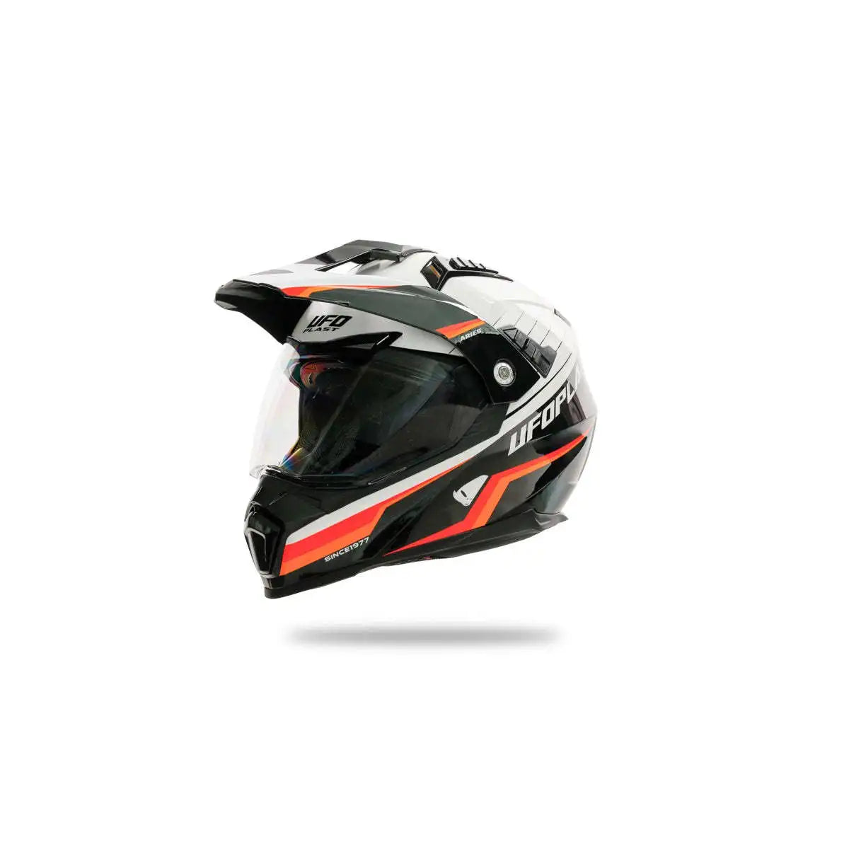 Casco Motocross Aries Summer Riding Protective Gear with Dot Face Print Patterns in Bianco/Nero Made Italy Model HE13500WKL-2317