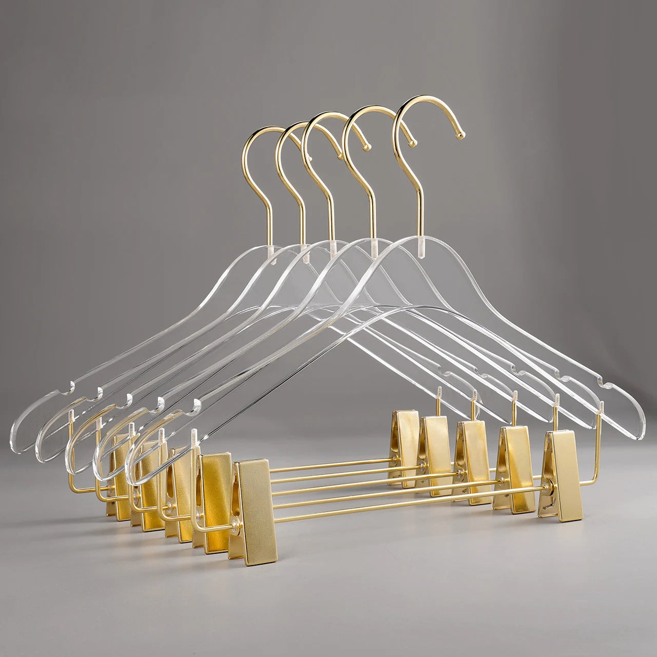 Custom Logo Transparent Acrylic Clothing Hanger Adult Clothes Hanger with Metal Hook Anti-slip Coat Jacket Hanger