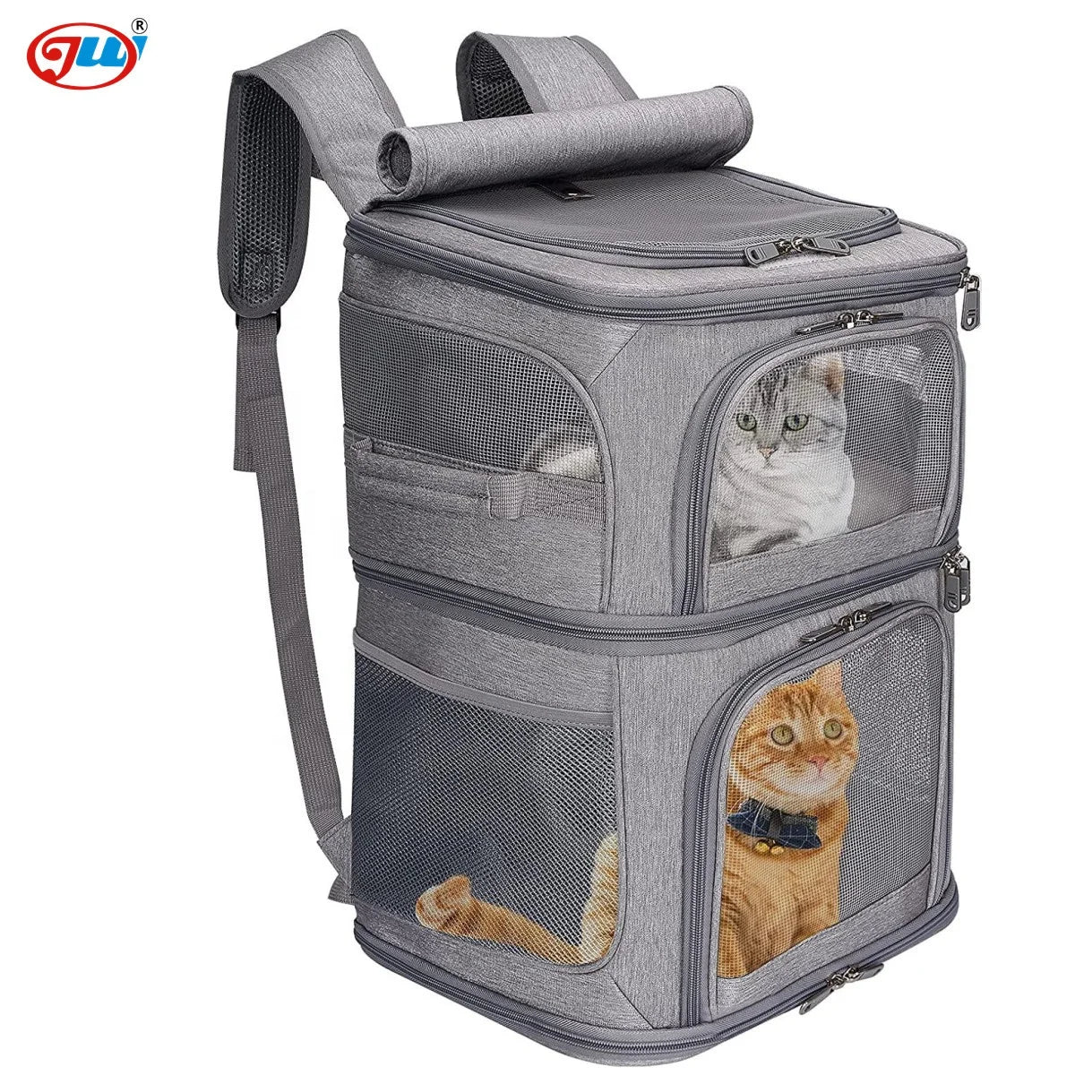 Double Pet Carrier Backpack for Small Cats and Dogs Portable Pet Travel Carrier Super Ventilated Design for Traveling/Hiking