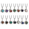 Womens Dragon Claw Pendant Necklaces Natural Gem Stone Beads 16mm Ball Crystal Quartz Women Men Yoga Gothic Jewelry