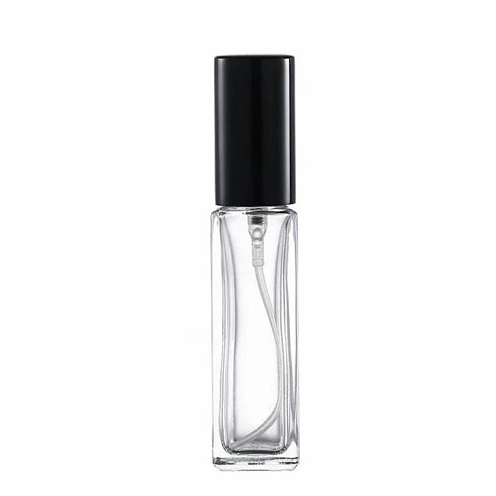 Empty Gold Silver Black Travel Perfume Glass Bottle 10ml square Mini Screw Fine Mist Spray Cosmetic Packaging