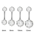 Women's 14G Surgical Steel Double Clear CZ Belly Button Rings Navel Piercing Ring Zircon Body Piercing Jewelry Great Gift Idea