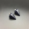 HZ Reiki Yoga Tini Pyramid Jewelry Natural Blue Sand Stone Dowsing Stone Pendulum Copper Chain Hexagonal Pendant Pendulum Jewelry