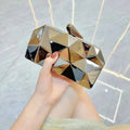 2026 Hot Fashion Gold Evening Bag Geometric Acrylic Clutch Purse Women Metallic Gold Bags Chain Party Bags for Formal Evening MegaBDM