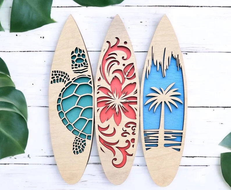 Rustic Beach Decor Beach Vibes Wooden Surfboards Wall Art