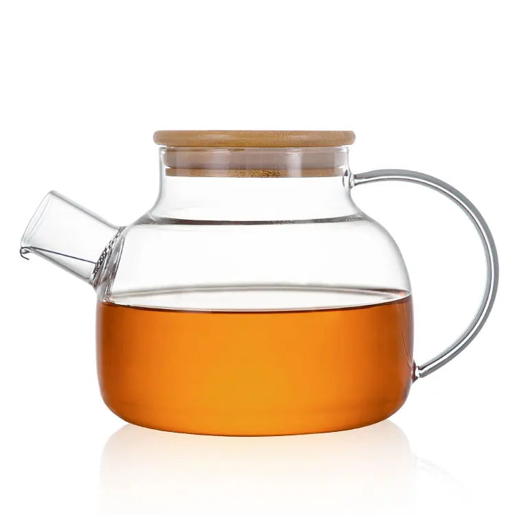 Handmade High Borosilicate Small Glass Kettle Teapot Glass Tea Cups Heat Resistant Mini Glass Tea Pot With Bamboo Lid