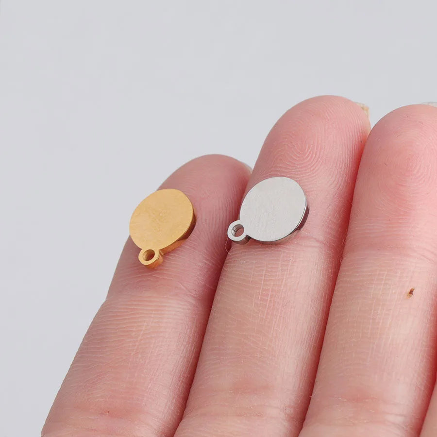 Small Round Card Disc Pendant DIY Letter 1mm Thick 8 * 10mm Outer Hole Circle Jewelry Accessory