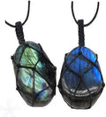 2pcs Natural Palm Blue Moonstone Pendant Necklace Healing Labradorite for Teens & Girls Children's Gender Targeted