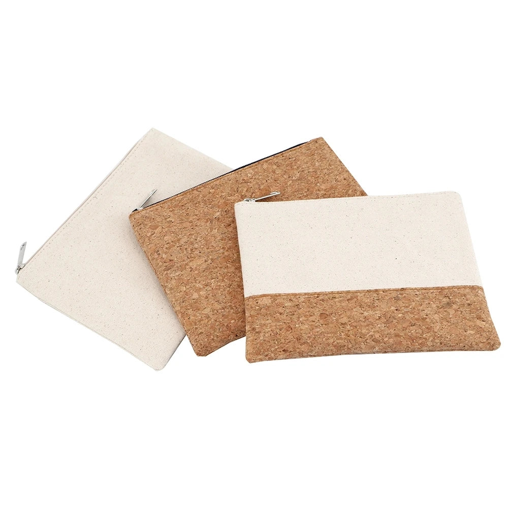 Custom logo Design Eco Friendly Cork Cosmetic Bag Organizer with Canvas Women Cork Sleeve Bag Small Embossed Cork Bag