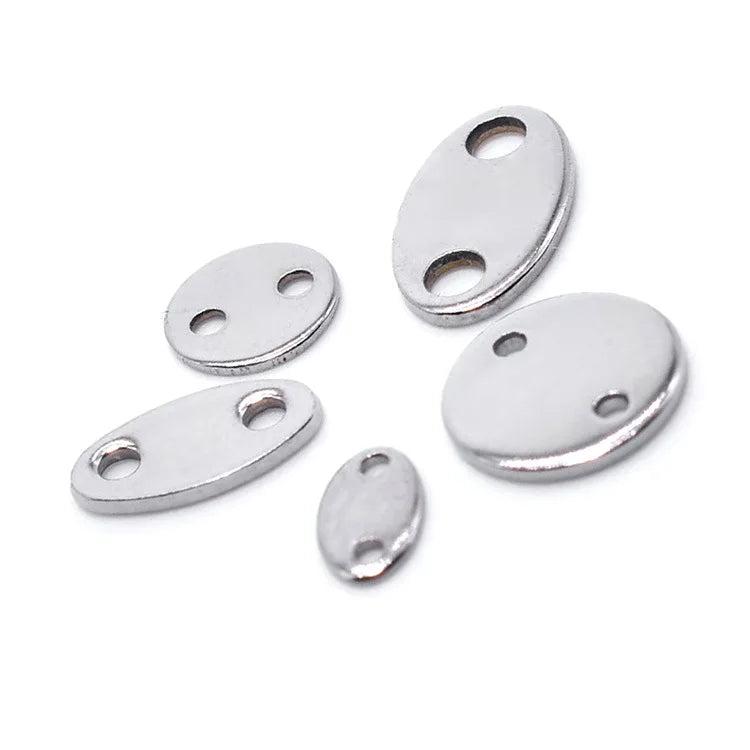Different Size Jewelry Making Accessories Stainless Steel Oval Charm Round Pendant with Two Holes
