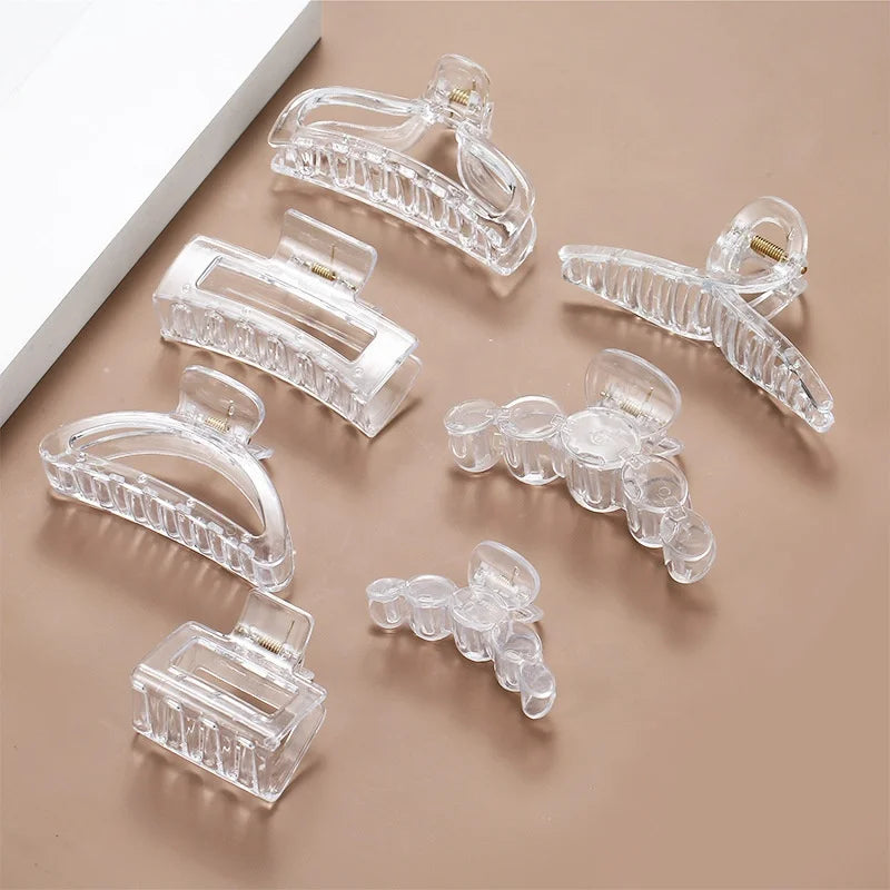 Wholesale Bulk DIY Square Rectangle 5 Round Cross Hair Shark Clamp Claws Clip Accessories Plastic Clear Transparent Hair Claw
