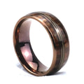 Poya 8mm Titanium Men Wedding Rings With Single Spiral Guitar String Koa Wood Inlay