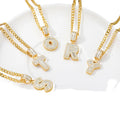 Women's Stainless Steel 18K Initial Letter Zircon Pendant Necklace Full Diamond Alphabet with Paper Card Gift for Any Occasion