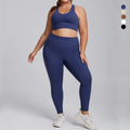 Plus Size 3XL Sports Fashion Solid V Neck Two-piece Set Women Clothing Plus Size Yoga Wear Wholesale Price