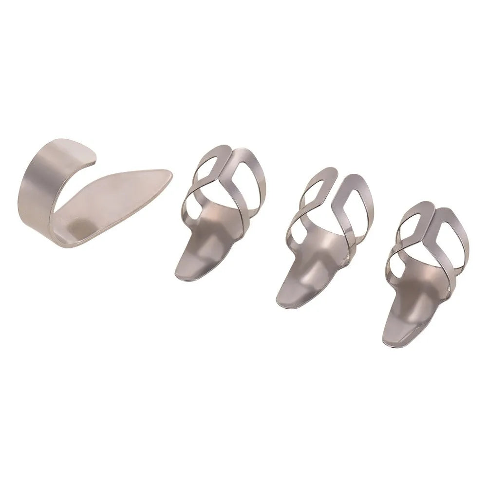 Pack of 4 Stainless Steel 1PCS Thumbpicks and 3PCS Silver Finger Nail Picks Plectrums Set for Acoustic Electric Guitars Bass Acc