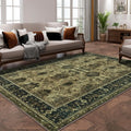 Luxury Vintage Low Pile Tauqe Indoor Floral Print Boho Rug 5x7 Non-Slip Large Area Carpet Living Room Machine Washable Area Rugs