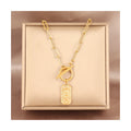 Stainless Steel 18K Gold Plated Trendy Party Paper Clip Chain Necklace Women Men Irregular Cast Devils Eye Pendant Jewelry Gift