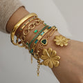 J&D 18K Gold Plate Stainless Steel Bangle Trendy Waterproof Gorgeous Cubic Zirconia Heart Bracelet