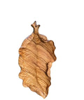 Natural Olive Wood Leaf-Shaped Serving Tray | Hand-Carved Wooden Platter with Live Edge | Decorative Catchall for Snacks