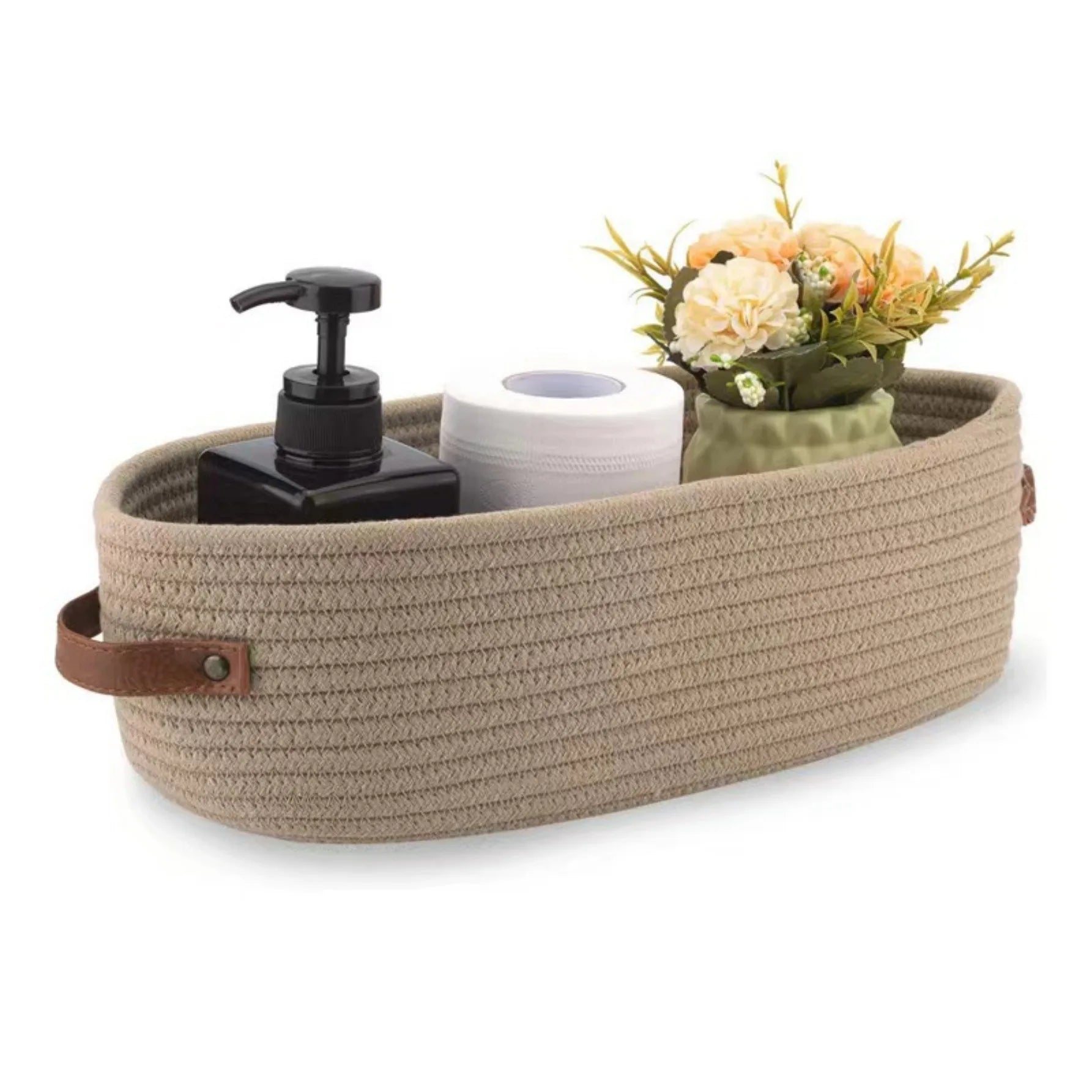 MSH Multifunctional Handwoven Cotton Rope Toy Storage Bathroom Bedroom Paper Storage Basket