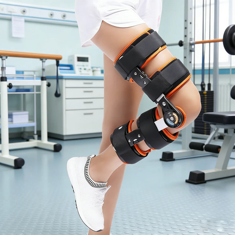 Nvorliy Hinged ROM Knee Brace Adjustable Knee Immobilizer Support for Orthritis ACL PCL Meniscus Tear Tendon Osteoarthritis