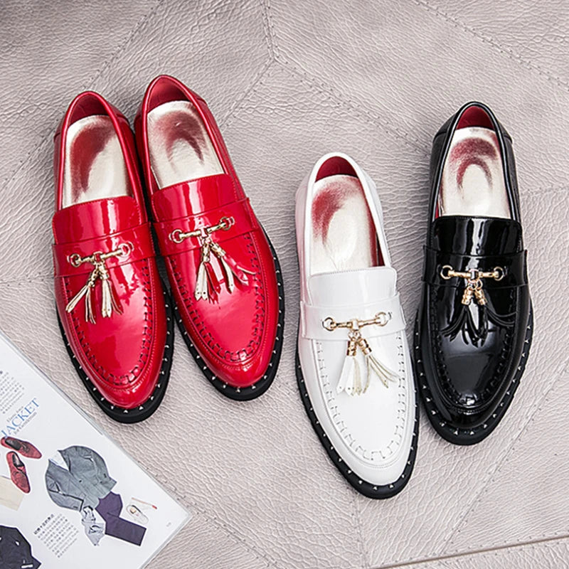 Men's Oxford Slip-On Shoes PU Upper Rubber Outsole Anti-Slip Lightweight Breathable Fashion Trend Office & Career White