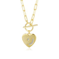 Fashion Fine Jewelry Toggle Clasp Zircon Moon Star Heart Pendant 925 Sterling Silver Paperclip Chain Necklace for Women
