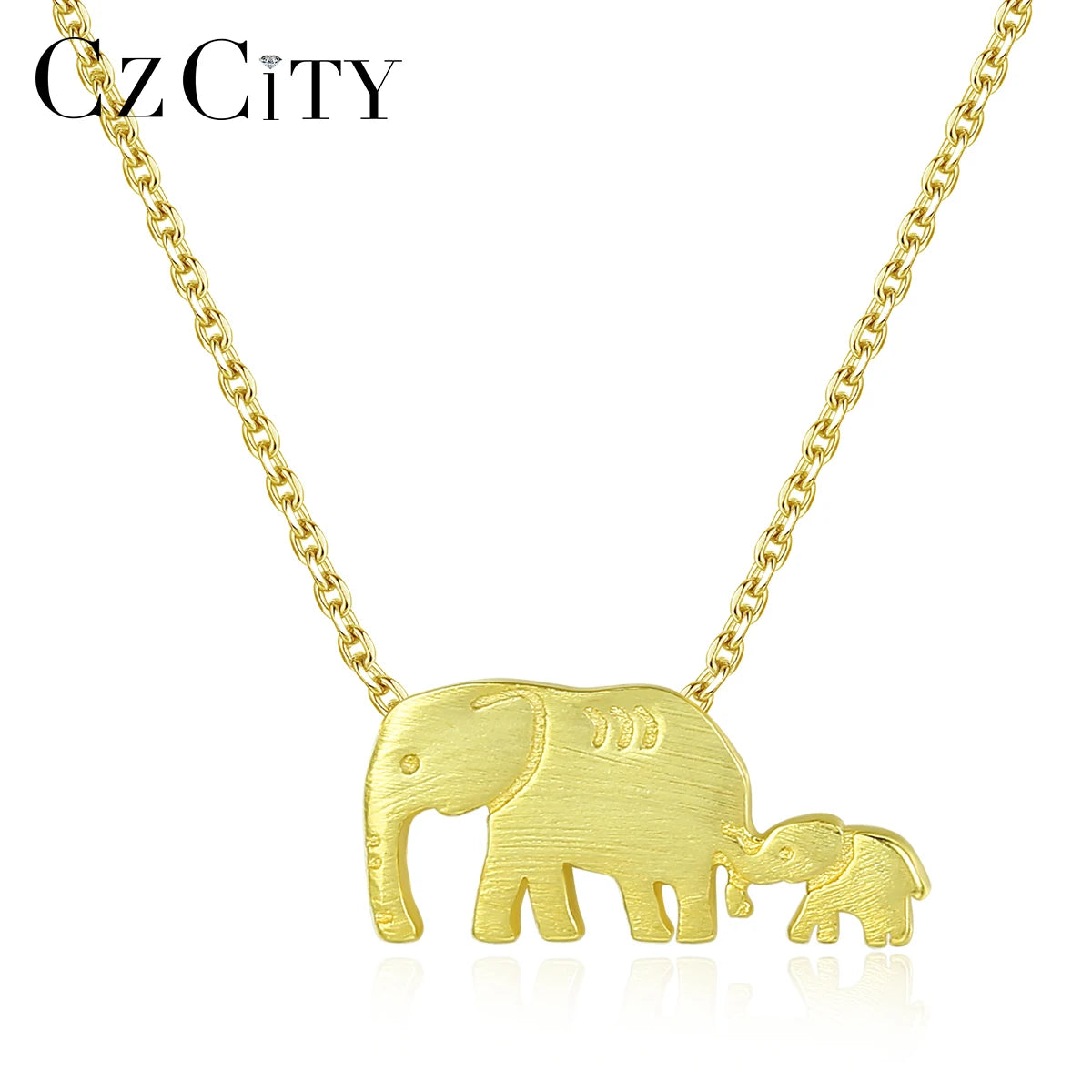CZCITY Small Pendant Dainty Link Silver 925 Summer Fashion Lady Kid Charm Jewelry Woman Elephant Necklace