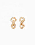 Delicate Pave CZ Triple Circle Chain Link Stud Earring 925 Sterling Silver 18k 14k Gold Jewlery Wholesale Fashion Hoop Earrings